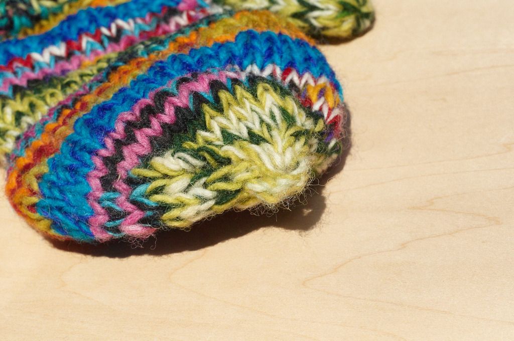 Limited Christmas gift a knitted pure wool warm gloves / 2ways Gloves / Toe gloves / bristles gloves / knitted gloves - blending colorful gradient color - Gloves & Mittens - Wool Multicolor