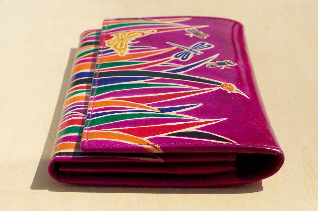 Christmas handmade goat wallet / hand-painted style leather wallet / long wallet - Mongolian steppes fresh color (Peach color) - Wallets - Genuine Leather Multicolor