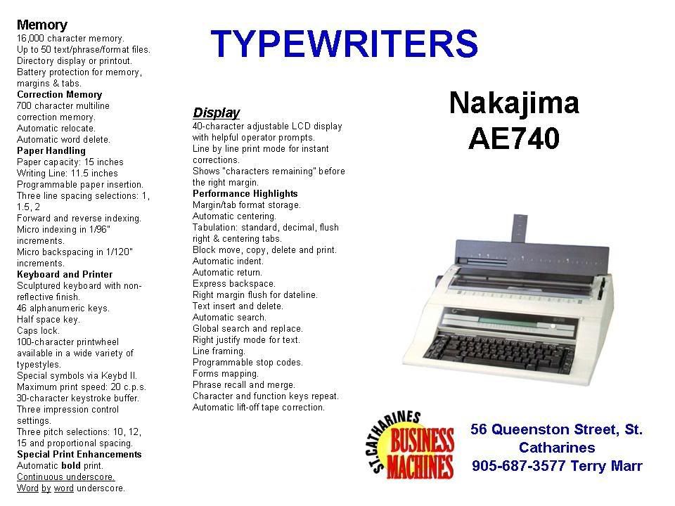 SCBM - Nakajima AE740 Typewriter