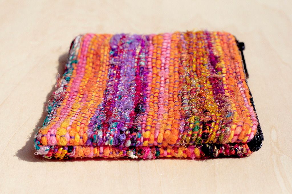 Christmas gift hand-woven coin purse/ storage bag/ cosmetic bag/ sundries bag/ wallet-hand twisted saree thread - Coin Purses - Other Materials Multicolor