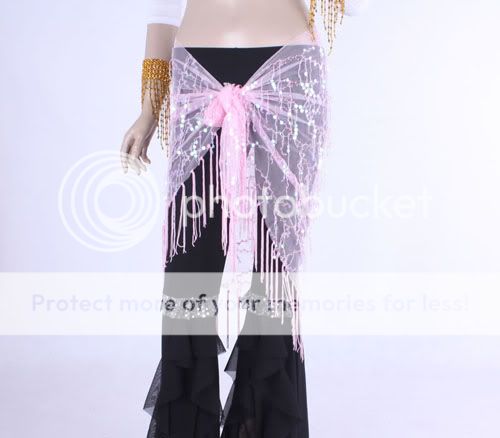 Belly Dance Sequins Triangle Scarf Shawl Hip Wrap Skirt  