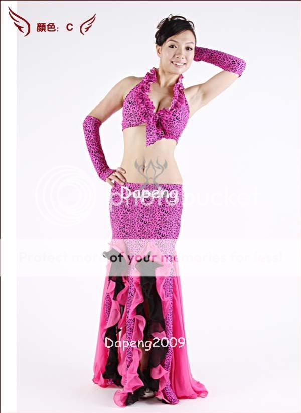 Belly Dance Costume Set Bra + Fishtail Skirt + Arm Gloves Dp1014 