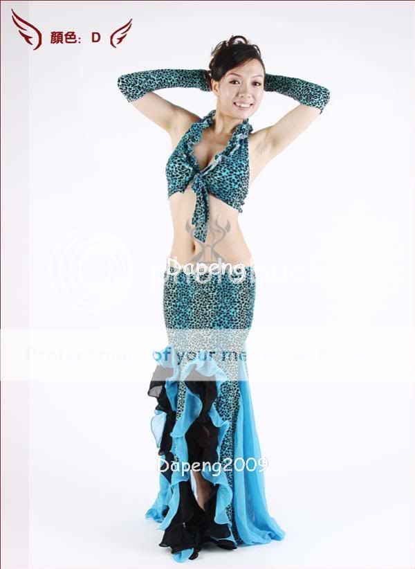 Belly Dance Costume Set Bra + Fishtail Skirt + Arm Gloves Dp1014 