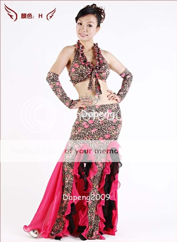 Belly Dance Costume 3pcs SetBra + Fishtail Skirt + Arm Gloves Dp1014 