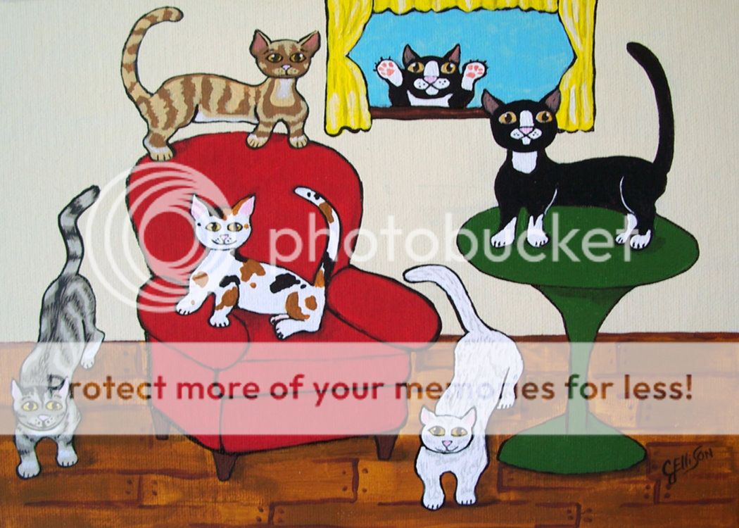 Jullie Ellison Cats Treats House Chair Fun 8 x 10 Print